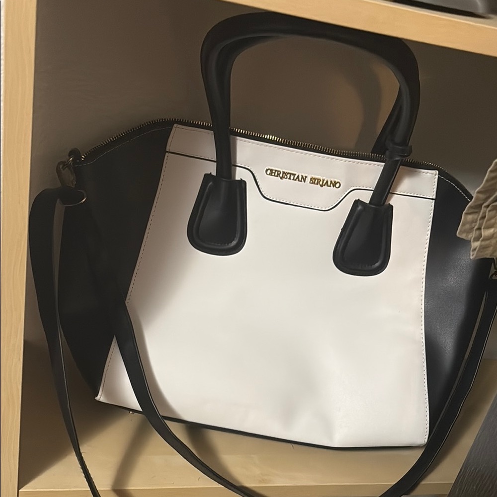 Christian Siriano Black and White Satchel Bag